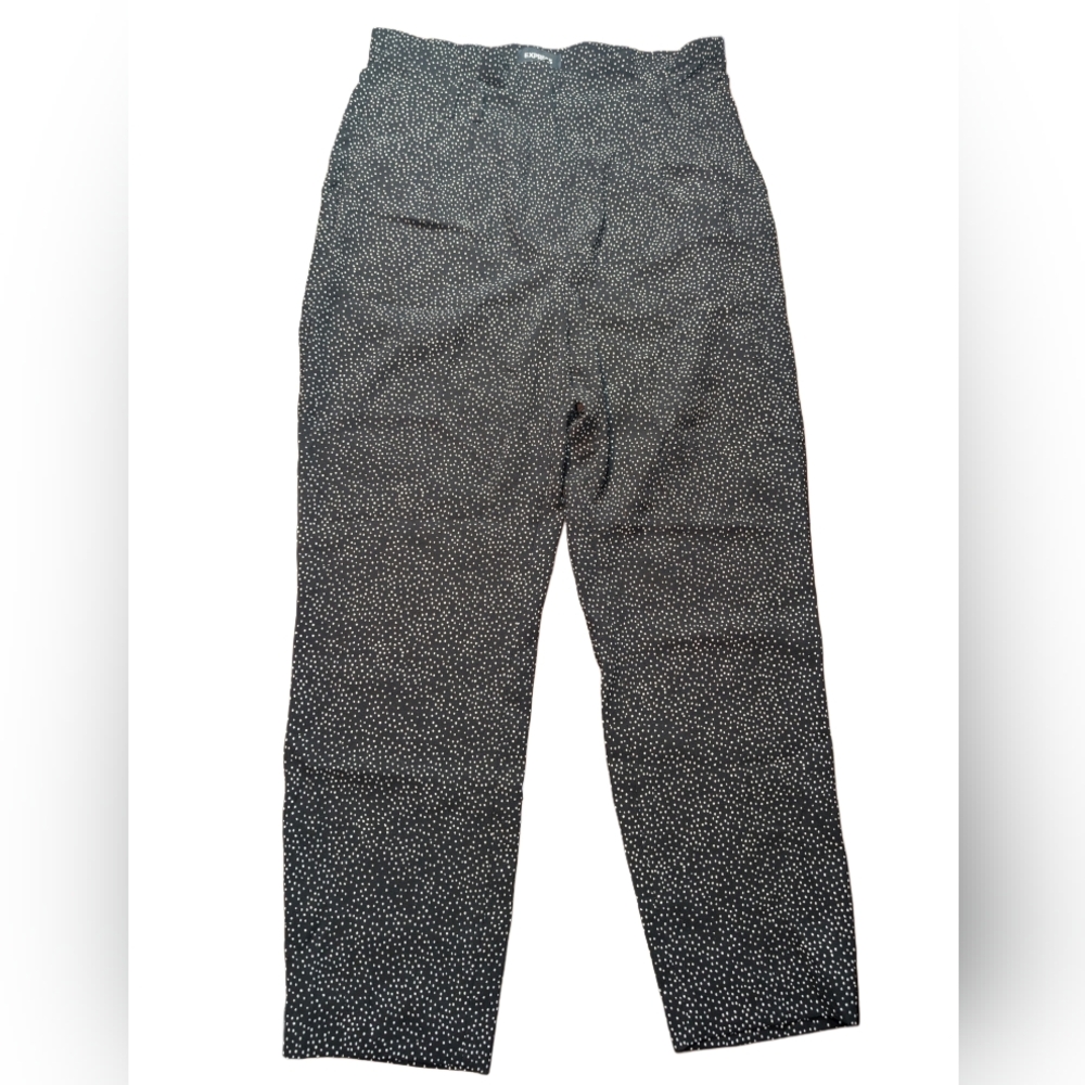 Express Black Pants with White Polka Dot Print